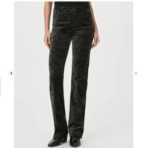 Morris & Co x Paige Naomi Multi Velvet Flare Pants in Dark Forest size 2 NWT
